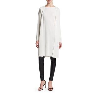 NEW 525 America Ribbed Open Cardigan in White with Side Slits Size Large